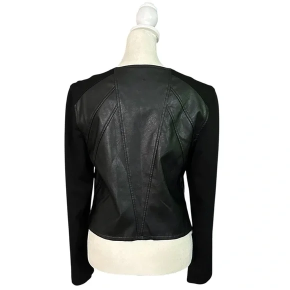 Guess Black Faux Leather Waist-Length Jacket Size Medium - Picture 4 of 12